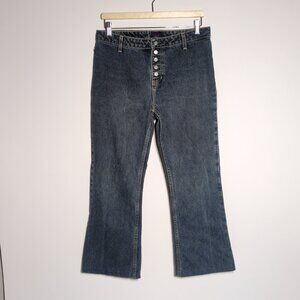 Tommy Jeans Womens JR 9 Blue Sonic Exposed Button Flare Rigid 26 Inseam HEMMED